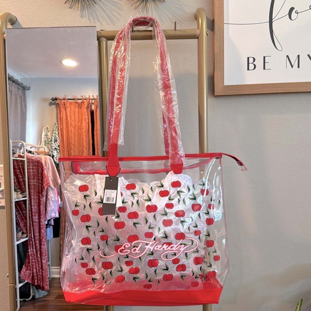 Ed Hardy PVC Cleat Tote NWT